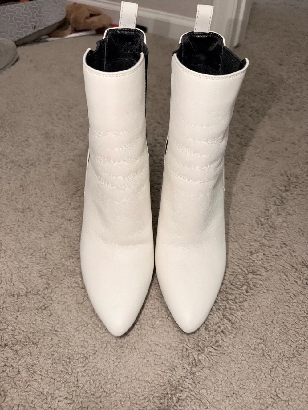 Vince Camuto White Pointed-Toe Ankle Booties